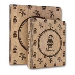 Santa Clause Making Snow Angels Wood 3-Ring Binder (Personalized)