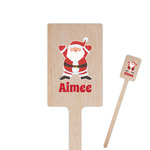 Santa Clause Making Snow Angels Rectangle Wooden Stir Sticks (Personalized)