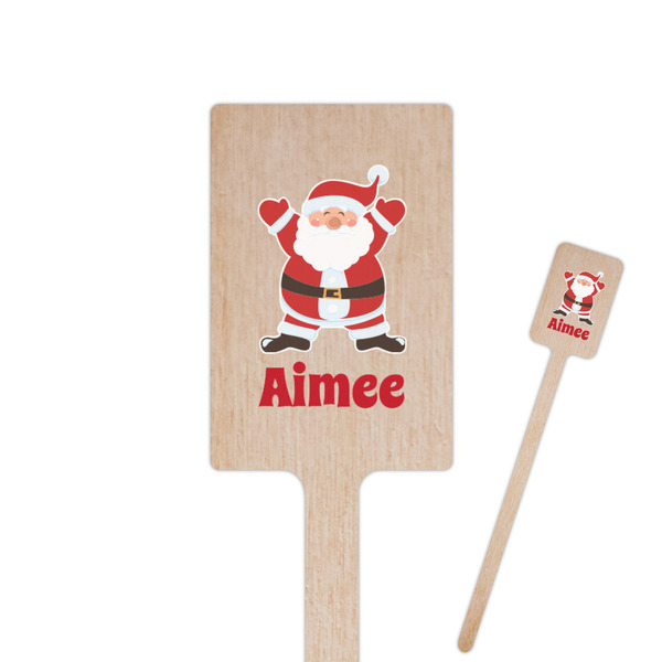 Custom Santa Clause Making Snow Angels 6.25" Rectangle Wooden Stir Sticks - Single Sided (Personalized)