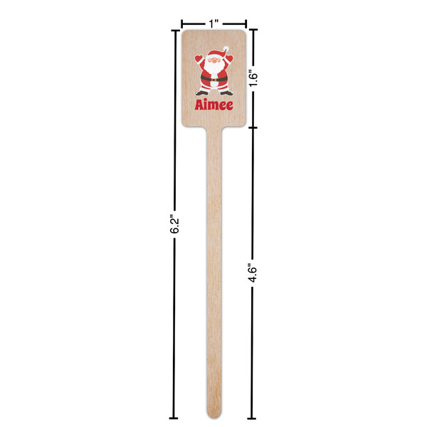 Santa Clause Making Snow Angels Wooden 6.25" Stir Stick - Rectangular - Dimensions