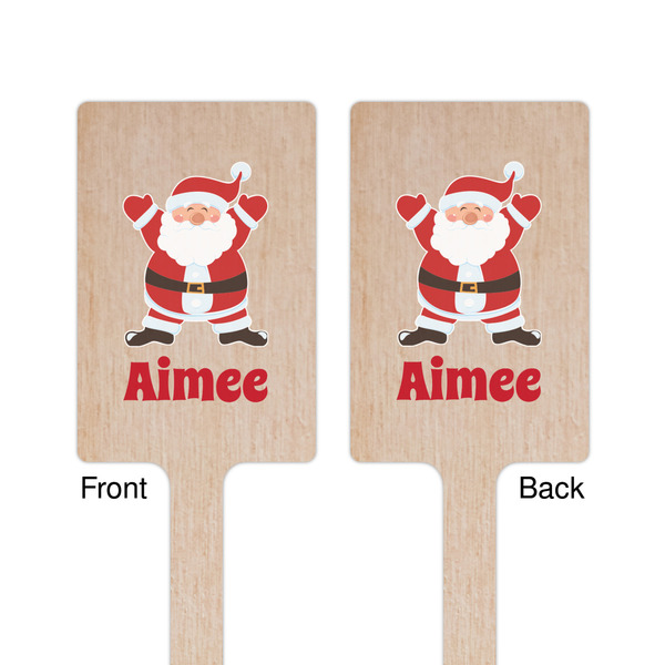 Santa Clause Making Snow Angels Wooden 6.25" Stir Stick - Rectangular - Double Sided - Front & Back