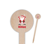 Santa Clause Making Snow Angels 6" Round Wooden Food Picks - Single Sided (Personalized)