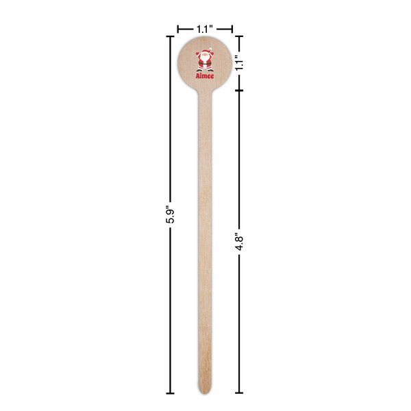 Santa Clause Making Snow Angels Wooden 6" Stir Stick - Round - Dimensions