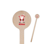 Santa Clause Making Snow Angels 7.5" Round Wooden Stir Sticks - Double Sided (Personalized)