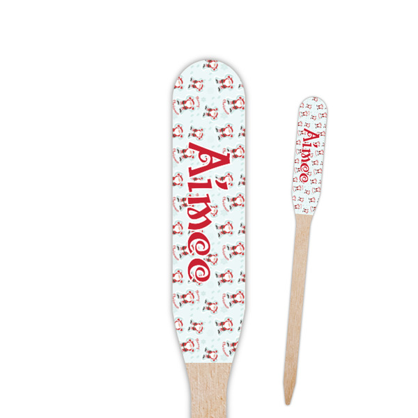 Custom Santa Clause Making Snow Angels Paddle Wooden Food Picks (Personalized)