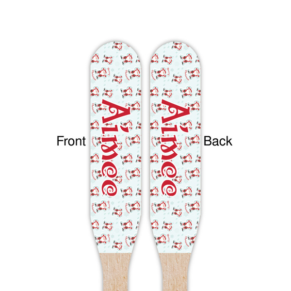 Santa Clause Making Snow Angels Wooden Food Pick - Paddle - Double Sided - Front & Back