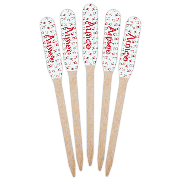 Santa Clause Making Snow Angels Wooden Food Pick - Paddle - Fan View