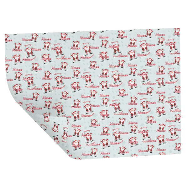 Custom Santa Clause Making Snow Angels Wrapping Paper Sheets - Double-Sided - 20" x 28" (Personalized)