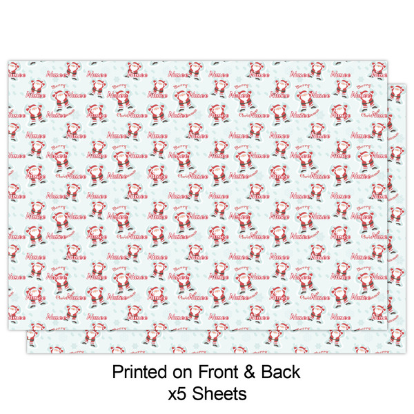 Santa Clause Making Snow Angels Wrapping Paper Sheet - Double Sided - Front