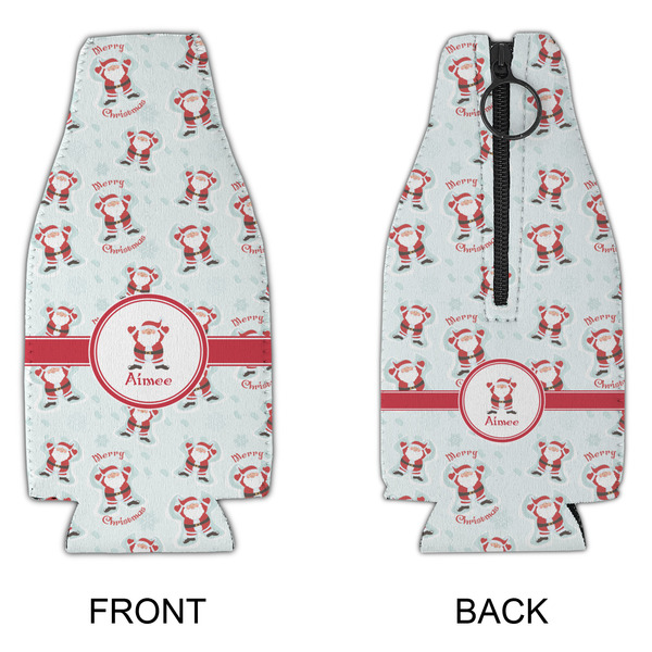 Santa Clause Making Snow Angels Zipper Bottle Cooler - APPROVAL