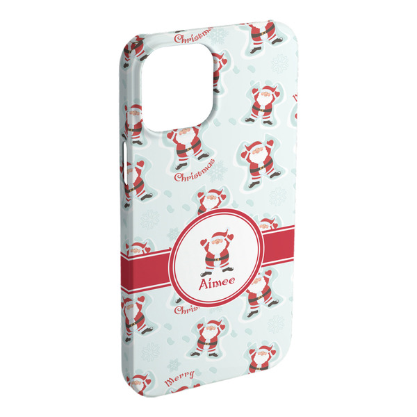 Custom Santa Clause Making Snow Angels iPhone Case - Plastic (Personalized)