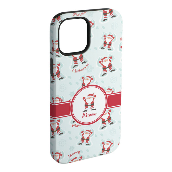 Custom Santa Clause Making Snow Angels iPhone Case - Rubber Lined (Personalized)