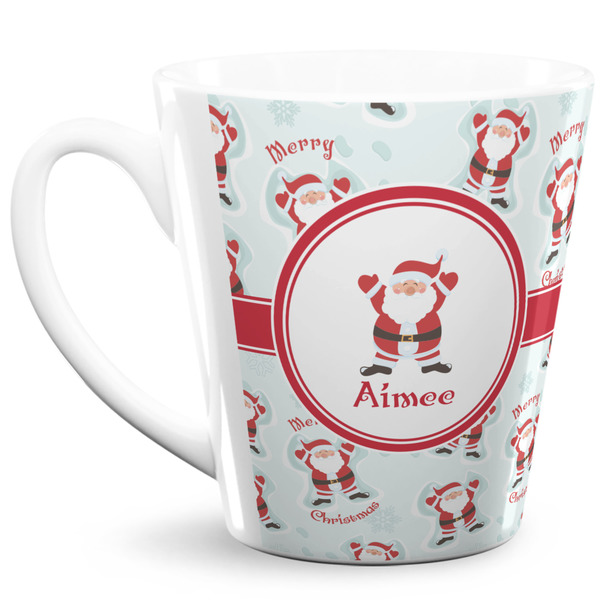Custom Santa Clause Making Snow Angels 12 Oz Latte Mug (Personalized)