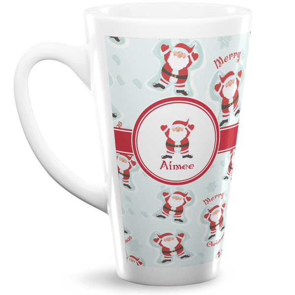 Custom Santa Clause Making Snow Angels 16 Oz Latte Mug (Personalized)