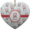 Santa Clause making snow angels Ceramic Flat Ornament - Heart (Front)