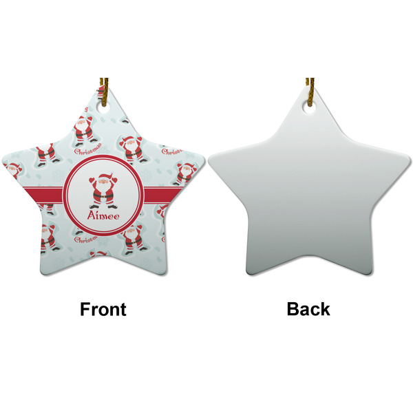 Santa Clause making snow angels Ceramic Flat Ornament - Star Front & Back (APPROVAL)