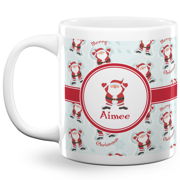Custom Santa Clause Making Snow Angels 20 Oz Coffee Mug - White (Personalized)