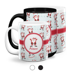 Santa Clause Making Snow Angels Coffee Mugs (Personalized)