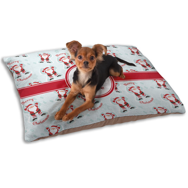 Custom Santa Clause Making Snow Angels Dog Bed - Small w/ Name or Text