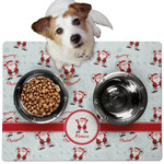 Santa Clause Making Snow Angels Dog Food Mat - Medium w/ Name or Text