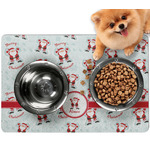 Santa Clause Making Snow Angels Dog Food Mat - Small w/ Name or Text