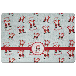 Santa Clause Making Snow Angels Dog Food Mat w/ Name or Text