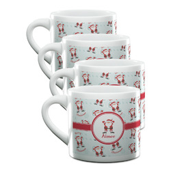 Santa Clause Making Snow Angels Double Shot Espresso Cups - Set of 4 (Personalized)