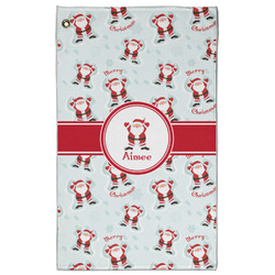 Santa Clause Making Snow Angels Golf Towel - Poly-Cotton Blend w/ Name or Text
