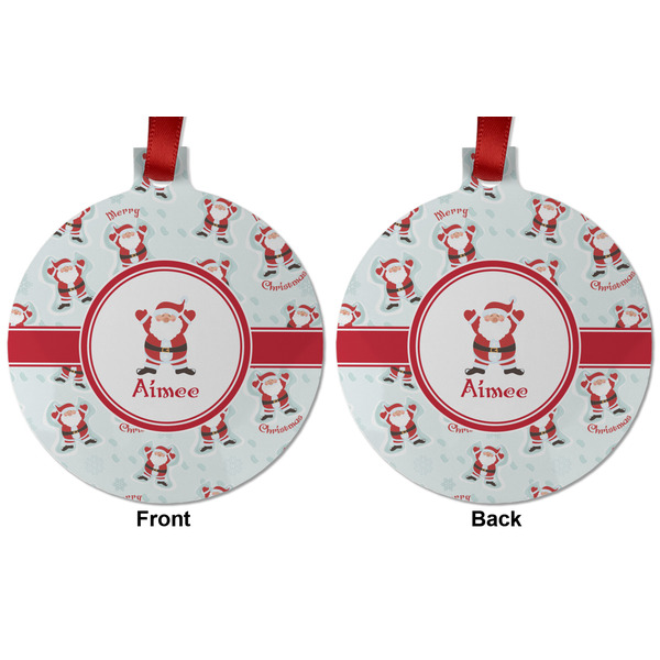 Santa Clause making snow angels Metal Ball Ornament - Front and Back