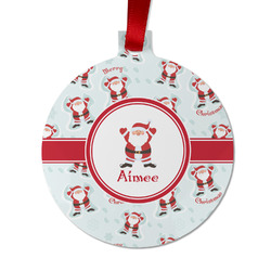 Santa Clause Making Snow Angels Metal Ball Ornament - Double Sided w/ Name or Text
