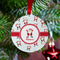 Santa Clause making snow angels Metal Ball Ornament - Lifestyle