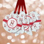 Santa Clause Making Snow Angels Metal Ornaments - Double Sided w/ Name or Text