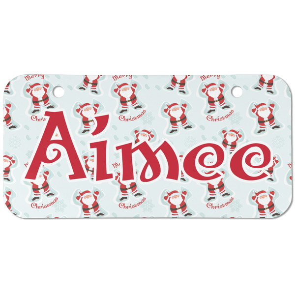 Custom Santa Clause Making Snow Angels Mini/Bicycle License Plate (2 Holes) (Personalized)