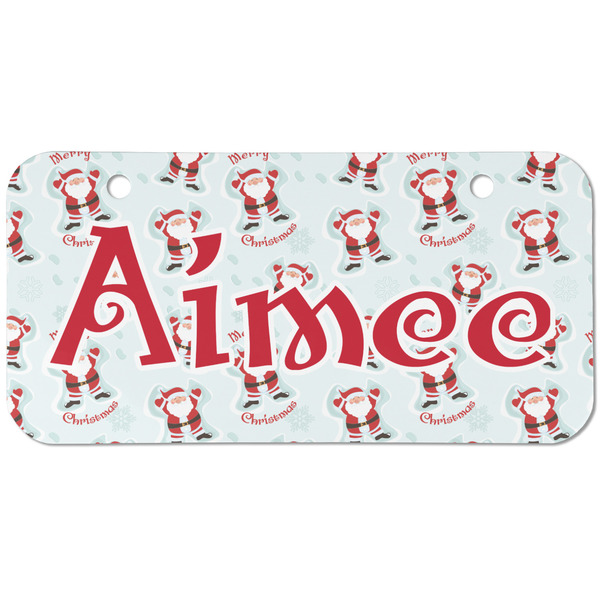 Santa Clause making snow angels Mini Bicycle License Plate - Two Holes