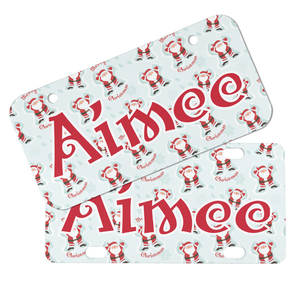 Santa Clause making snow angels Mini License Plates - MAIN (4 and 2 Holes)