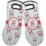 Santa Clause Making Snow Angels Neoprene Oven Mitts - Set of 2 w/ Name or Text