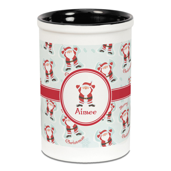 Santa Clause making snow angels Pencil Holder - Black