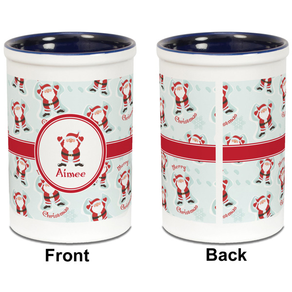 Santa Clause making snow angels Pencil Holder - Blue - approval