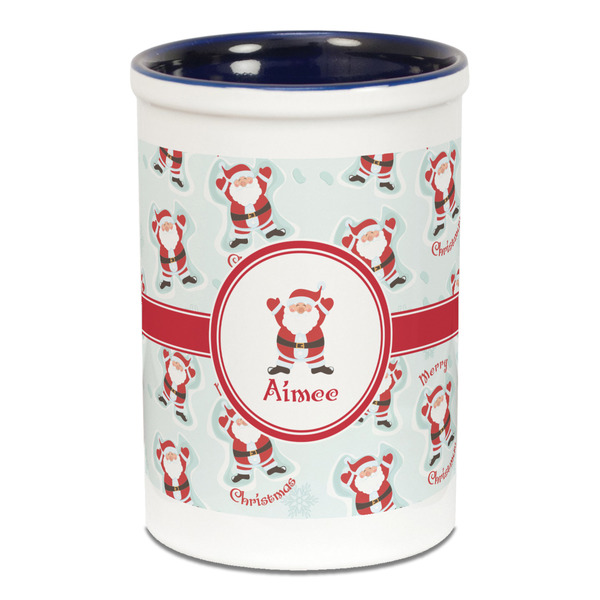 Santa Clause making snow angels Pencil Holder - Blue