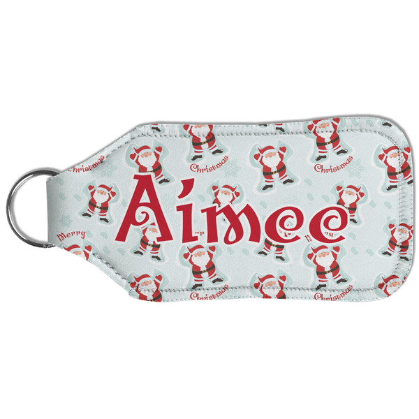 Santa Clause making snow angels Sanitizer Holder Keychain - Large (Back)