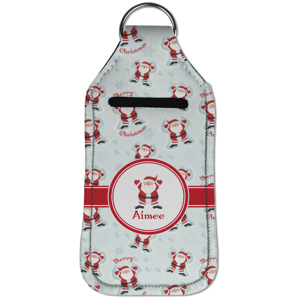 Santa Clause making snow angels Sanitizer Holder Keychain - Large (Front)