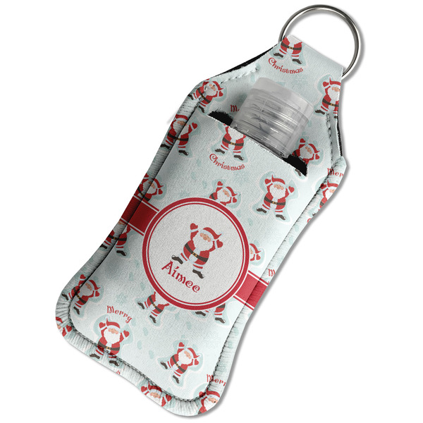 Santa Clause making snow angels Sanitizer Holder Keychain - Large in Case