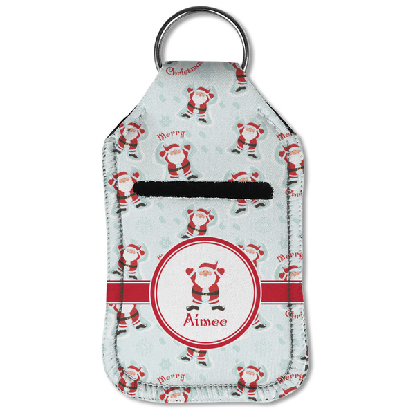 Santa Clause making snow angels Sanitizer Holder Keychain - Small (Front Flat)