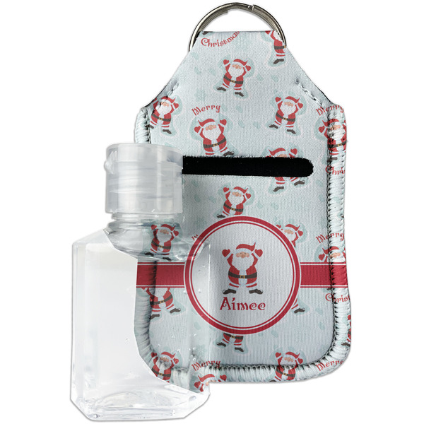 Custom Santa Clause Making Snow Angels Hand Sanitizer & Keychain Holder - Small (Personalized)