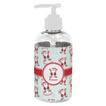 Santa Clause Making Snow Angels Plastic Soap / Lotion Dispenser (8 oz - Small - White) (Personalized)