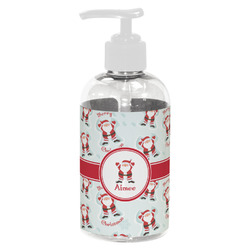 Santa Clause Making Snow Angels Plastic Soap / Lotion Dispenser (8 oz - Small - White) (Personalized)