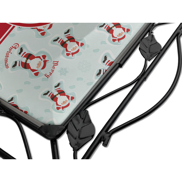 Santa Clause making snow angels Square Trivet - Detail