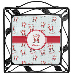 Santa Clause Making Snow Angels Square Trivet w/ Name or Text