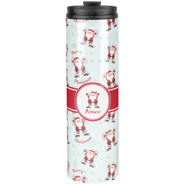 Custom Santa Clause Making Snow Angels Stainless Steel Skinny Tumbler - 20 oz (Personalized)