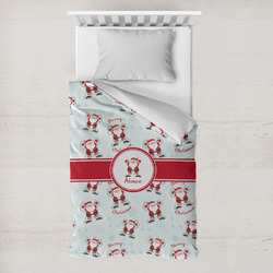Santa Clause Making Snow Angels Toddler Duvet Cover w/ Name or Text